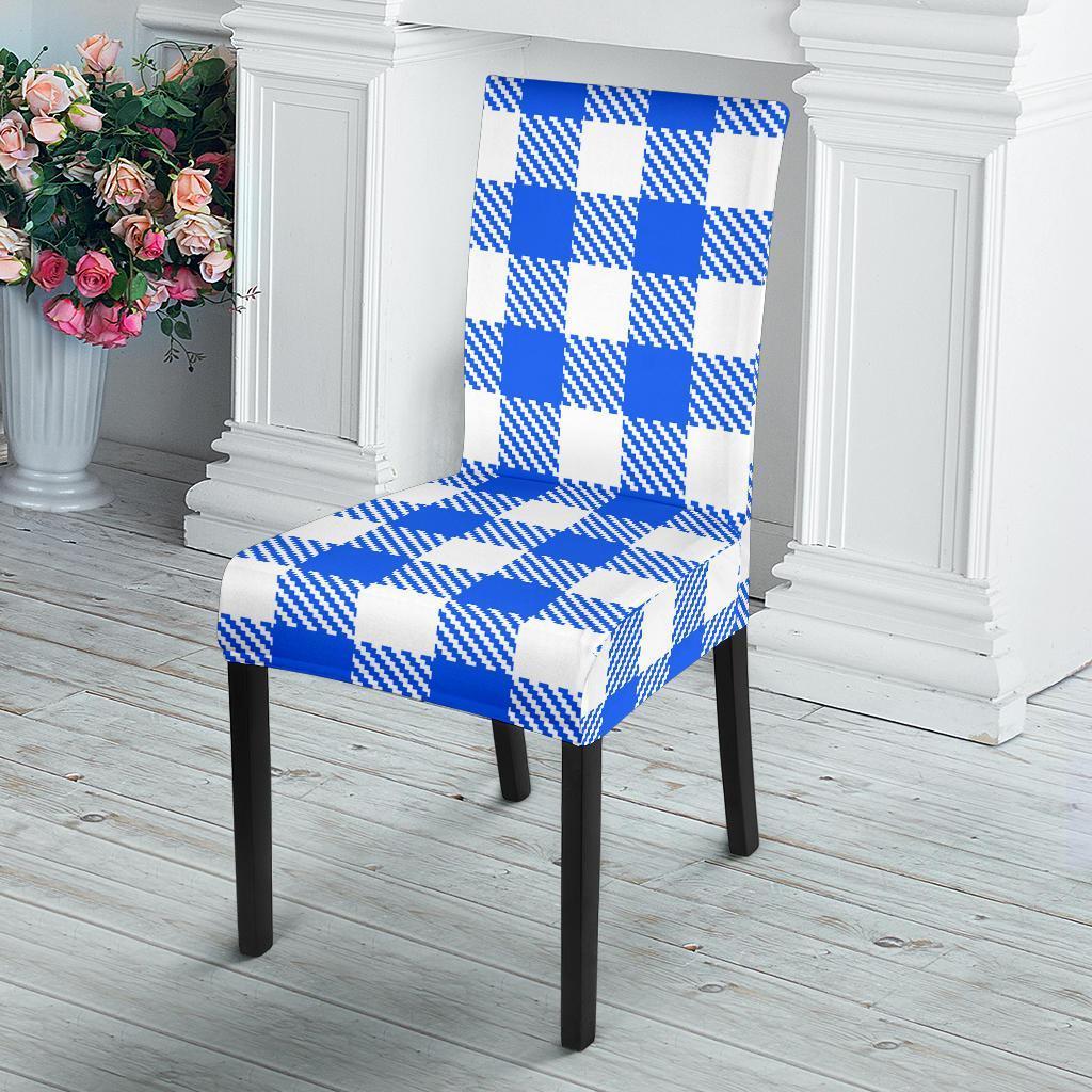 Gingham Blue Pattern Print Chair Cover-grizzshop