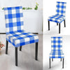 Gingham Blue Pattern Print Chair Cover-grizzshop