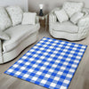 Gingham Blue Pattern Print Floor Mat-grizzshop