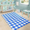 Gingham Blue Pattern Print Floor Mat-grizzshop