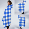 Gingham Blue Pattern Print Hooded Blanket-grizzshop