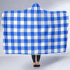 Gingham Blue Pattern Print Hooded Blanket-grizzshop