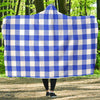 Gingham Blue Pattern Print Hooded Blanket-grizzshop