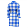 Gingham Blue Pattern Print Men Long Robe-grizzshop