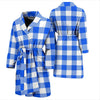 Gingham Blue Pattern Print Men Long Robe-grizzshop