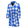 Gingham Blue Pattern Print Men Long Robe-grizzshop