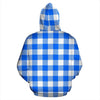 Gingham Blue Pattern Print Men Women Pullover Hoodie-grizzshop