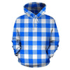 Gingham Blue Pattern Print Men Women Pullover Hoodie-grizzshop