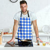 Gingham Blue Pattern Print Men's Apron-grizzshop