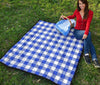 Gingham Blue Pattern Print Quilt-grizzshop