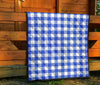 Gingham Blue Pattern Print Quilt-grizzshop