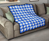 Gingham Blue Pattern Print Quilt-grizzshop