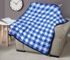 Gingham Blue Pattern Print Quilt-grizzshop