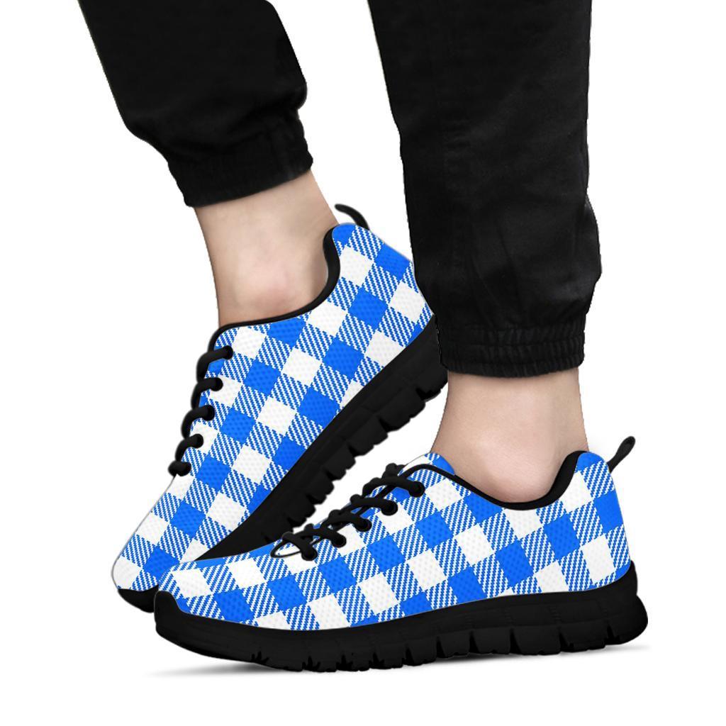 Gingham Blue Pattern Print Sneaker Shoes For Men Women-grizzshop