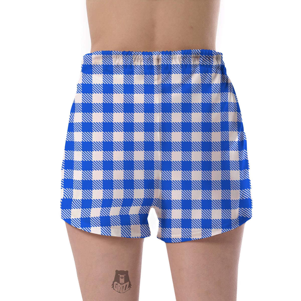 Gingham Blue Pattern Print Women's Shorts-grizzshop