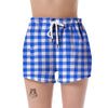 Gingham Blue Pattern Print Women's Shorts-grizzshop