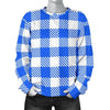 Gingham Blue Pattern Print Women's Sweatshirt-grizzshop