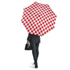 Gingham Red Pattern Print Automatic Foldable Umbrella-grizzshop