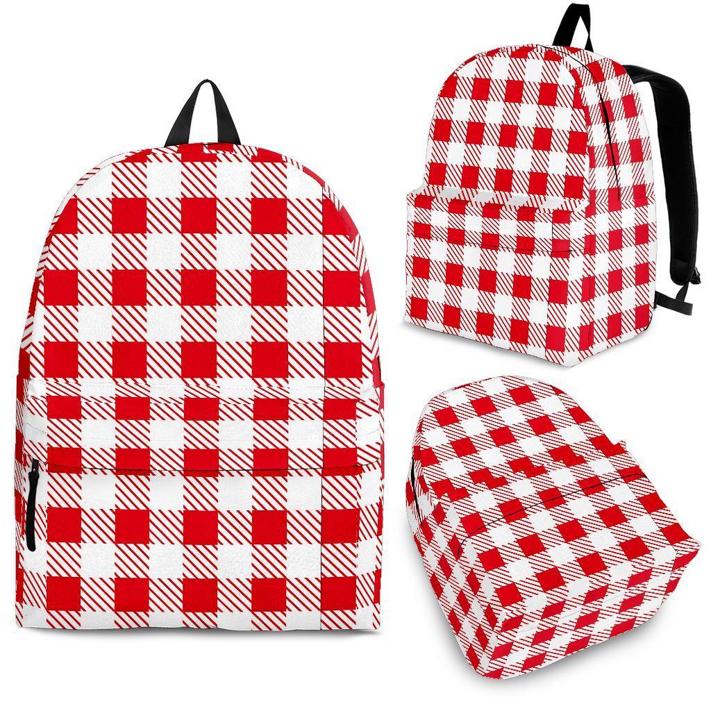 Gingham Red Pattern Print Backpack-grizzshop