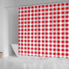 Gingham Red Pattern Print Bathroom Shower Curtain-grizzshop