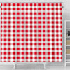 Gingham Red Pattern Print Bathroom Shower Curtain-grizzshop