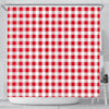 Gingham Red Pattern Print Bathroom Shower Curtain-grizzshop