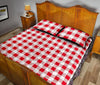 Gingham Red Pattern Print Bed Set Quilt-grizzshop