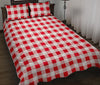 Gingham Red Pattern Print Bed Set Quilt-grizzshop