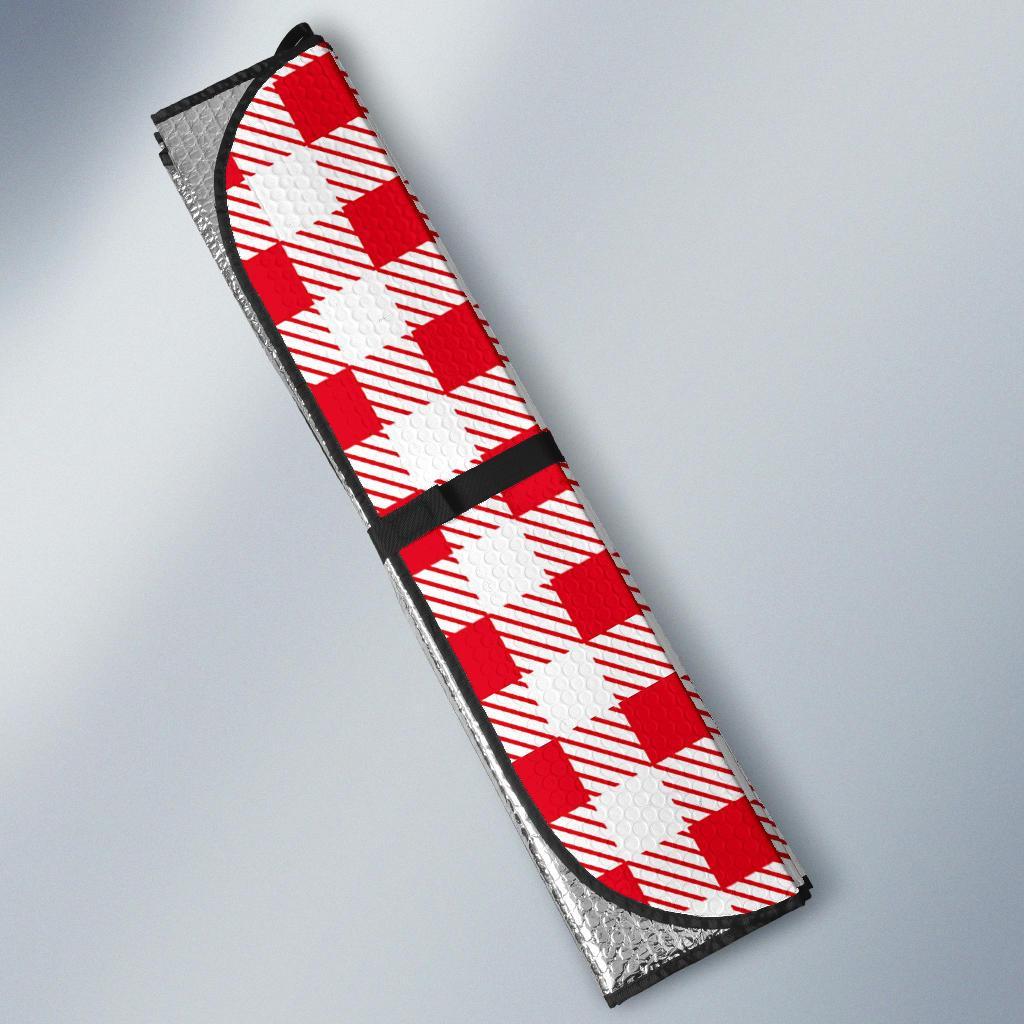 Gingham Red Pattern Print Car Sun Shade-grizzshop