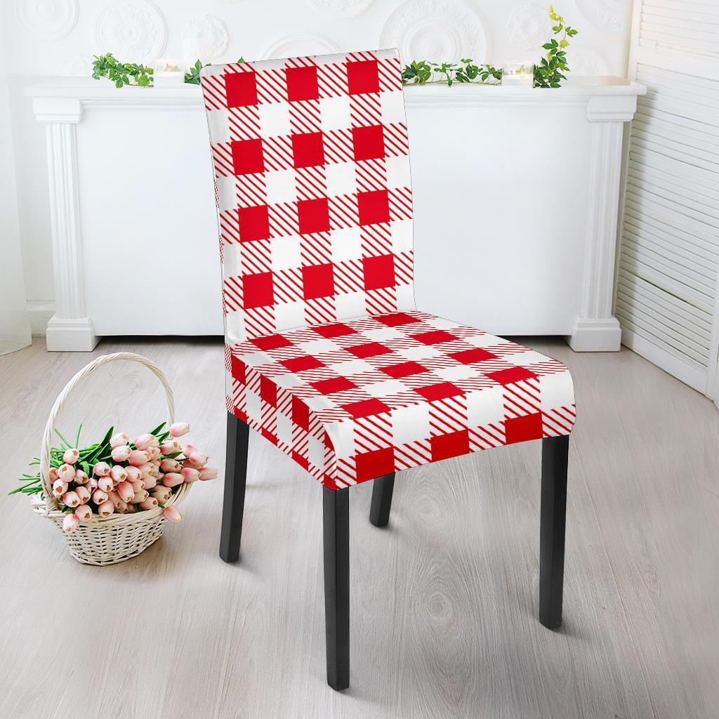 Gingham Red Pattern Print Chair Cover-grizzshop