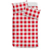 Gingham Red Pattern Print Duvet Cover Bedding Set-grizzshop