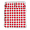 Gingham Red Pattern Print Duvet Cover Bedding Set-grizzshop