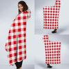 Gingham Red Pattern Print Hooded Blanket-grizzshop