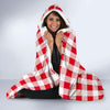 Gingham Red Pattern Print Hooded Blanket-grizzshop