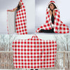 Gingham Red Pattern Print Hooded Blanket-grizzshop