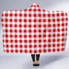 Gingham Red Pattern Print Hooded Blanket-grizzshop