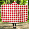 Gingham Red Pattern Print Hooded Blanket-grizzshop