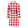 Gingham Red Pattern Print Men Long Robe-grizzshop