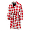 Gingham Red Pattern Print Men Long Robe-grizzshop