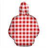 Gingham Red Pattern Print Men Women Pullover Hoodie-grizzshop