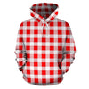 Gingham Red Pattern Print Men Women Pullover Hoodie-grizzshop