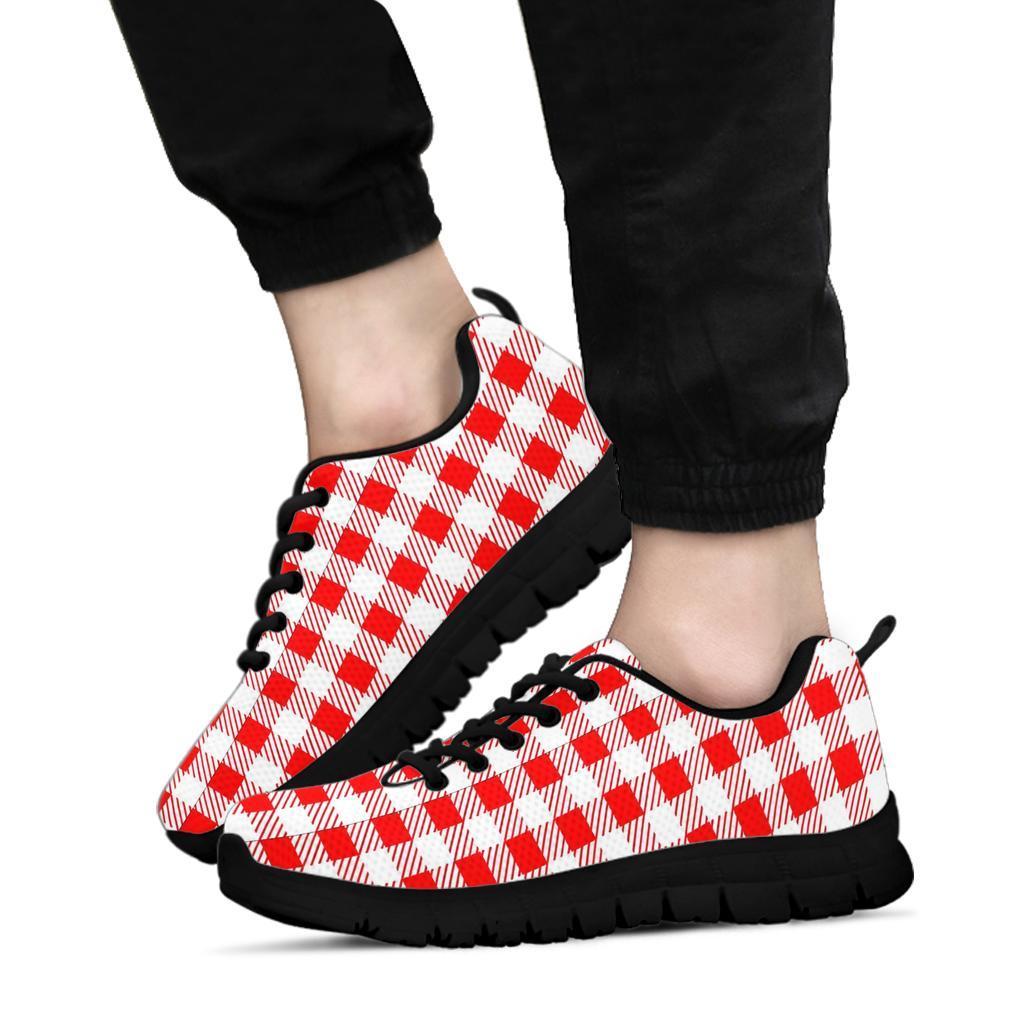 Gingham Red Pattern Print Sneaker Shoes For Men Women-grizzshop