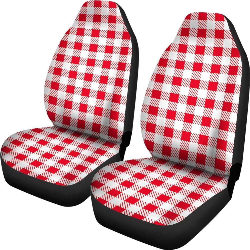 Gingham Red Pattern Print Universal Car Seat Cover-grizzshop