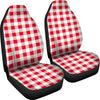 Gingham Red Pattern Print Universal Car Seat Cover-grizzshop