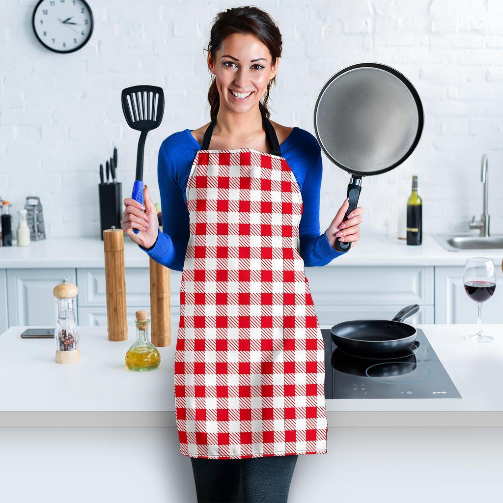 Gingham Red Pattern Print Women's Apron-grizzshop