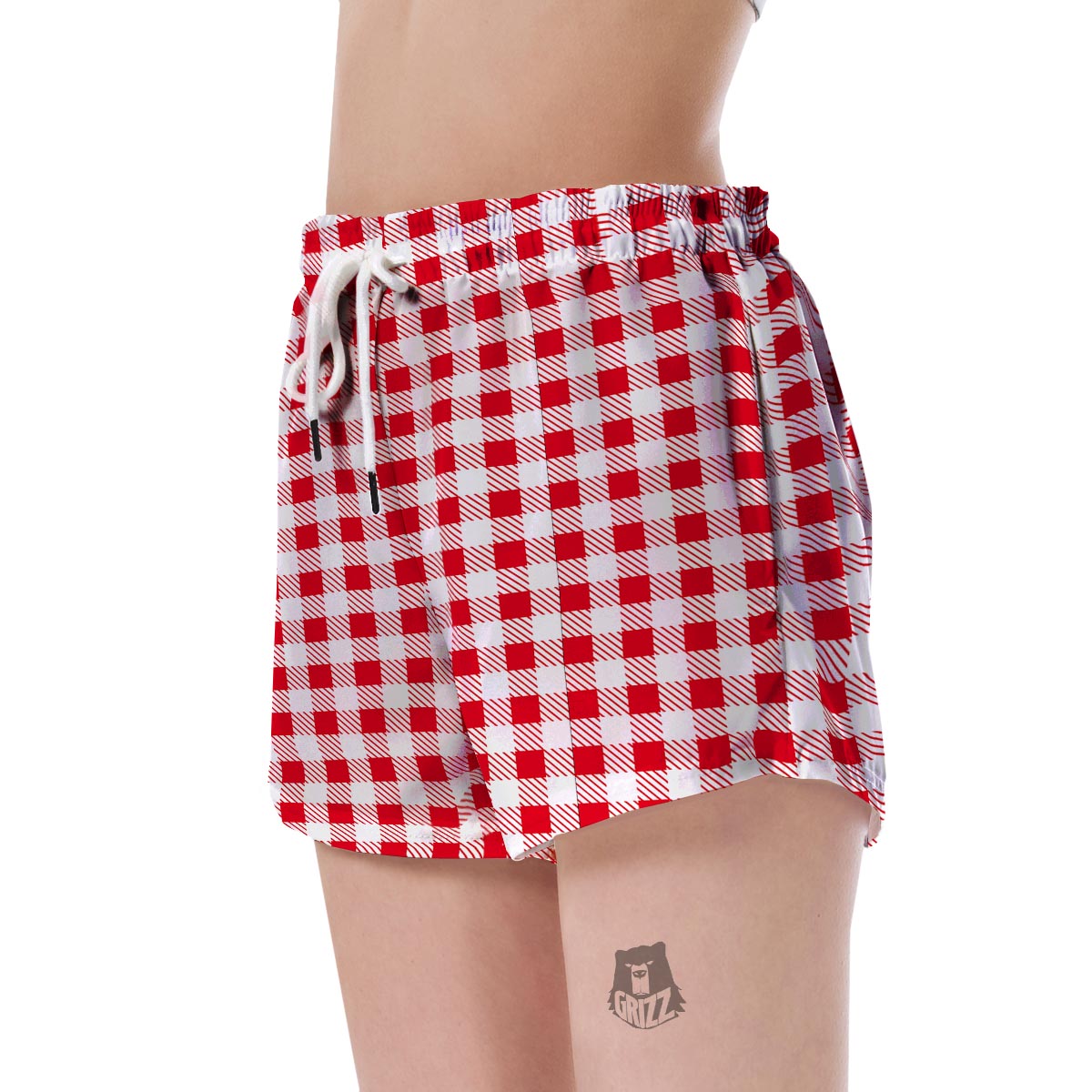 Gingham Red Pattern Print Women's Shorts-grizzshop