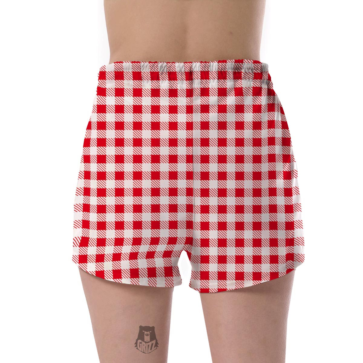 Gingham Red Pattern Print Women's Shorts-grizzshop