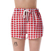 Gingham Red Pattern Print Women's Shorts-grizzshop