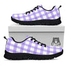 Gingham White And Purple Print Pattern Black Sneaker-grizzshop