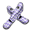 Gingham White And Purple Print Pattern Muay Thai Shin Guards-grizzshop